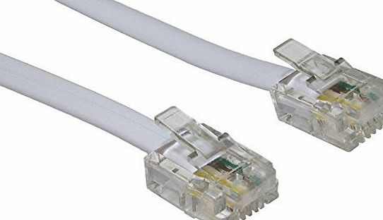World of Data 15m ADSL Cable - Premium Quality / Gold Plated Contact Pins / High Speed Internet Broadband / Router or Modem to RJ11 Phone Socket or Microfilter / White