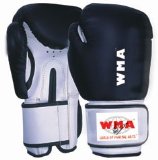World Of Martial Arts/W.M.A Boxing Glove Artificial Lthr Blk/White Palm Padded Long Cuff 10oz