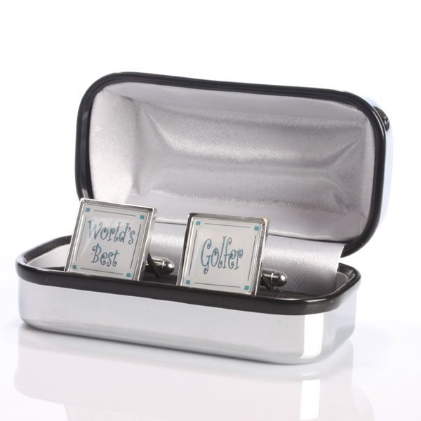 Worlds Best Golfer Cufflinks in Personalised Box