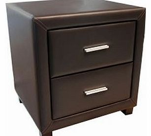 WorldStores 2 Drawer Faux Leather Bedside Cabinet - Black