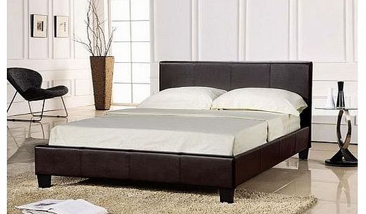 3ft Single Faux Leather Bed Frame in Black Prado