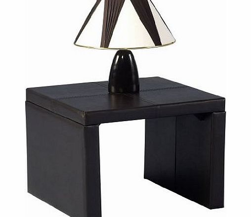 WorldStores Apollo Bedside Table - Nightstand - Faux Leather - Contemporary
