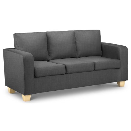 WorldStores Dani 3 Seater Sofa - Grey Fabric Sofa - Straight Modern Contemporary Design - Grey Colour with Light Feet
