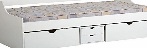 WorldStores Dante Day Bed - Underbed Storage - Wood with White Finish - Single