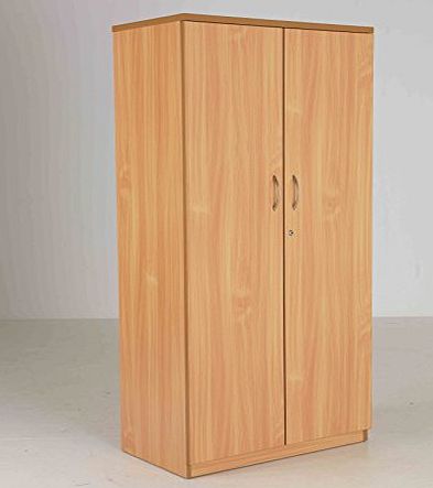 WorldStores Deluxe Cupboard - 4 Shelves - MFC with Beech Finish - Office Storage