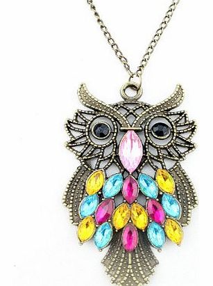 Fashion Vintage Bronze Style Owl Bird Animal Pendants Long Chain Necklace,free shipping