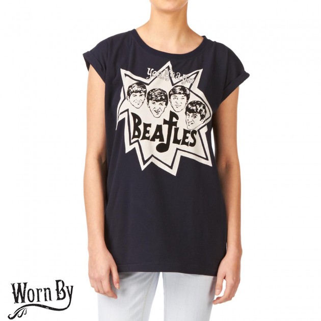Worn by Womens Worn By Beatles T-Shirt - Navy