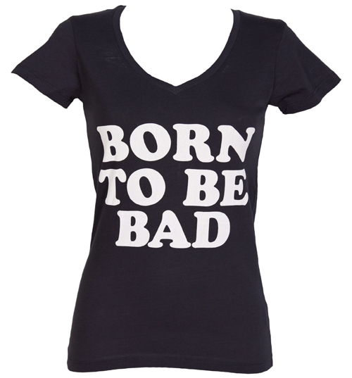 Worn Free Ladies Joan Jett Born To Be Bad V-Neck T-Shirt