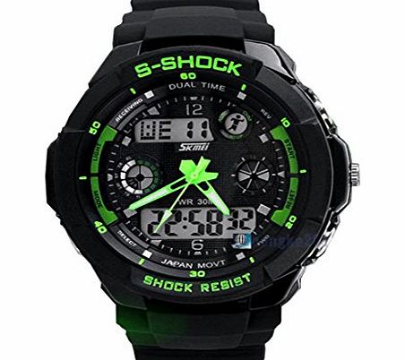 Mens Boys Multi-Function Analog Digital Calender Adjustable Waterproof Sport Running Wrist Watch Lum