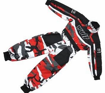 port Wulf Cub Kids Youth Quad Atv Bmx Bike MX Overall Racing Suit Red Camo - Small 4-5 Years