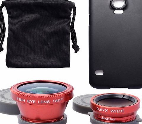 3in1 Wide Macro Lens + Red Phone Camera 180 degree Fisheye Lens + Case Cover For Samsung Galaxy S5 V i9600 STREET SNAP! DC473
