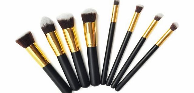 XCSOURCE Professional Makeup Brush Set 8PCS Eyebrow Shadow Blush Cosmetic Foundation Concealer Brush Tool Kit (Black Handle   Golden Tube)