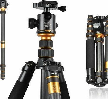 Q-666C Profesional Photography Carbon Tripod Monopod Kit & Ball Head Compact Travel For DSLR Camera Canon Nikon Petax Sony LF375