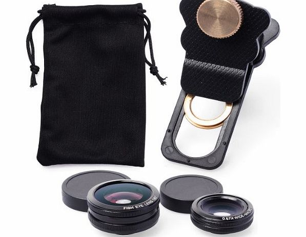 Universal 3in1 Fish Eye + Wide Angle Macro Lens Phone Camera Kit for iPhone 3G / 3GS / 4G / 4S / 5 / 5G / 5C / 5S / 6 Plus Samsung Galaxy S2 I9100 SII / S3 I9300 / S4 I9500 / Note 2 N7100 /