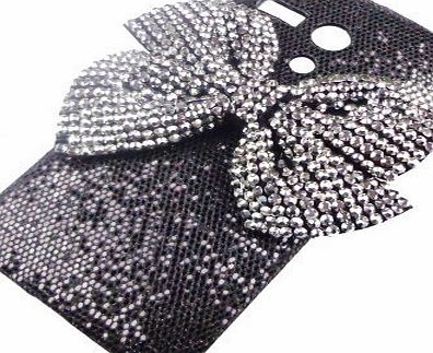 xhorizon Handmade Faux Pearl Rhinestone Silver-Black Bow Bling Pink Case Cover for iPod Touch 5th