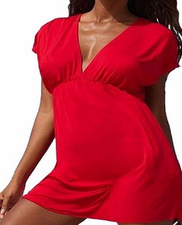 XIAOLI 5 Colours V neck Bikini Dress/Beach Sarong/Bikini Skirt (Red)