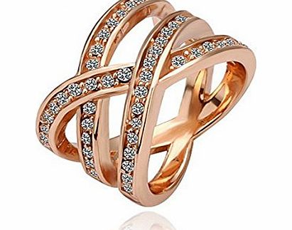 XINTE Inlaid Stone Ring Fashion Jewelly Elegant Gift for Women Ladies Size 7# Color Rose Gold