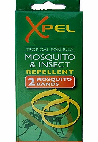 Xpel 2 x Adult Xpel Tropical Formula Mosquito/Insect repellent bands (DEET FREE)