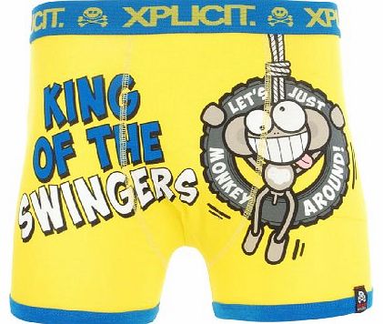 Xplicit Funny Rude King Of The Swingers Mens Novelty Boxer Shorts Yellow M