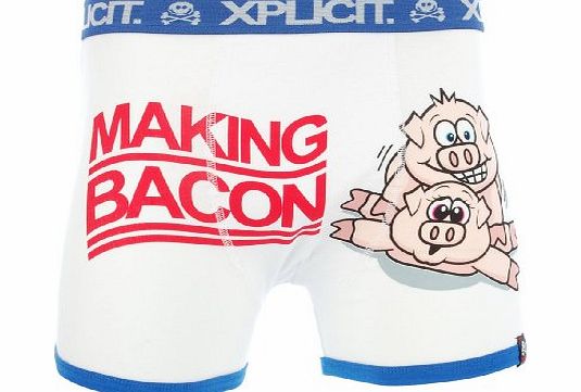 Xplicit Funny Rude Making Bacon Mens Novelty Boxer Shorts White S
