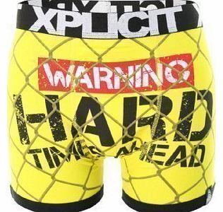 Xplicit Industries Mens Boxer Shorts Funny Comedy Rude Hard Times (Hard Times - Yellow) L