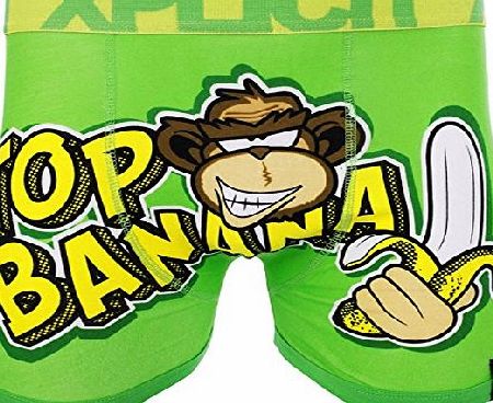 Xplicit Industries Mens Boxer Shorts Funny Comedy Rude Ripe (Top Banana - Green) L