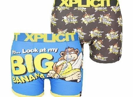 Xplicit Industries Mens Xplicit Twin Pack Boxer Shorts Boxers Funny Rude
