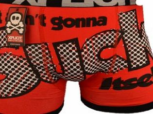 Xplicit Mens amp; Boys Xplicit Designer Novelty Rude Boxers Trunks Shorts Underwear Funny Gift (It aint gonna Suck itself) (XLarge, Red)