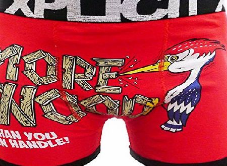 Xplicit Mens Brand New Novelty Designer Boxer Shorts Mens Funny Rude Banana Boxers S-XXL (LARGE, MORE WOOD RED)