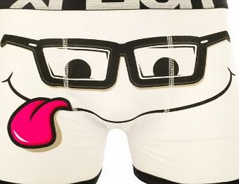 Xplicit Mens Nerdy Specs Funny Novelty Boxer Shorts Stag Do Boxers White Small