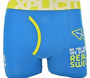 Xplicit Mens Swell Funny Novelty Boxer Shorts Stag Do Boxers Deep Azure Blue