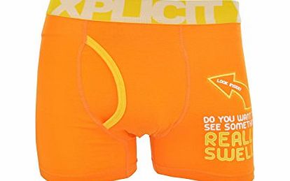 Xplicit Mens Swell Funny Novelty Boxer Shorts Stag Do Boxers Orange Vibe