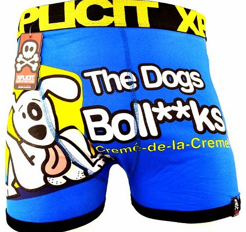 Xplicit Mens The Dogs B*ll*cks Funny Novelty Boxer Shorts (Large, Blue)