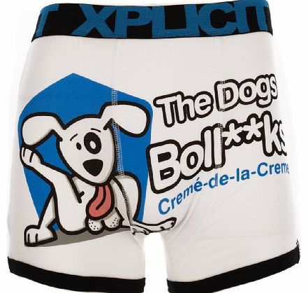 Mens The Dogs B*ll*cks Funny Novelty Boxer Shorts White L