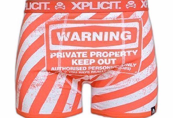 Xplicit Mens Xplicit Warning Print Boxer Orange S