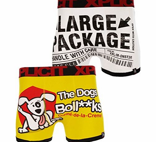 Xplicit Novelty Cartoon Print Pack of 2 Boxer Shorts M