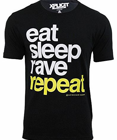 Xplicit Rave Repeat T-Shirt - Black - Medium