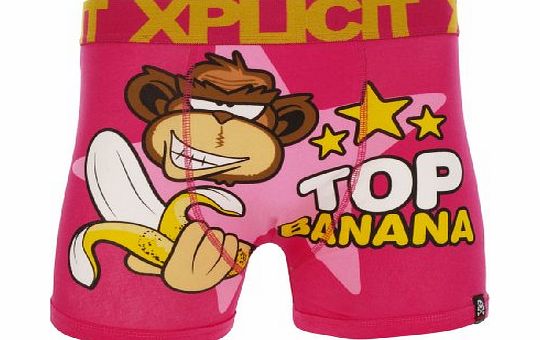 Xplicit Top Banana 2 Mens Funny Novelty Boxer Shorts Magenta L