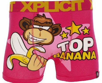 Xplicit Top Banana 2 Mens Funny Novelty Boxer Shorts Magenta S