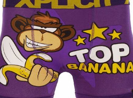 Xplicit Top Banana 2 Mens Funny Novelty Boxer Shorts Purple M