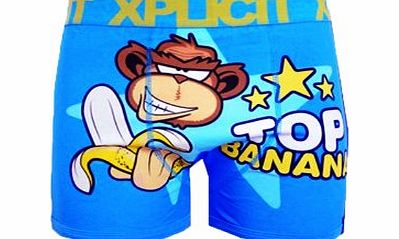 Xplicit Top Banana 2 Novelty Mens Boxer Shorts (Large, Neon Blue)
