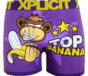 Xplicit Top Banana 2 Novelty Mens Boxer Shorts (X Large, Rich Purple)