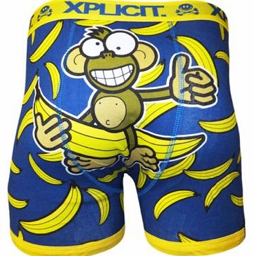 Xplicit Top Banana Novelty Boxer Shorts - Size: S 28-30`` WAIST Blue