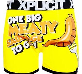 Xplicit Top Meaty Funny Novelty Mens Boxer Shorts (Large, Vibrant Yellow)