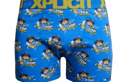 Xplicit Topstar Mens Top Banana Pattern Boxer Shorts Trunks Underwear (Large, Deep Azure)