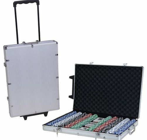 XQ Max Poker Set 1000 Piece Chip Game - Black/Silver/Red/White