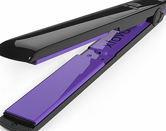 Xtava  Goddess Flat Iron with Ceramic Tourmaline Plates and LCD Display (Aurora) - Rapid-Heat Technology for Quick, Silky Strands (Purple)