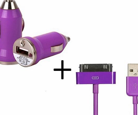 Xtra-Funky Exclusive Bullet Shaped USB Car travel Charger Adapter amp; 2 Meter Meter Long High Quality Replacement USB Charger Data Sync Transfer Cable For iPhone 3G 3GS 4 4S / iPod Touch 1st 2nd 3rd