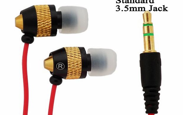 Xtra-Funky Exclusive Great Sound Quality with Super Bass Chrome In Ear Headphones For Various Mobile Devices like iPod, iPhones, MP3 Players, Laptops, Tablets, Mobile Phones and many more. (Black/Gold
