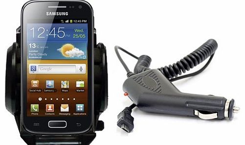  ACCESSORIES Car Kit: Windscreen Suction Mount Holder and In Car Charger for the Samsung Galaxy Ace 2 i8160 Mobile Phone